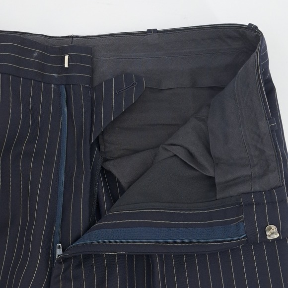 Leonard Logsdail Mens 38L Navy Blue Pinstripe 2 Piece Suit 31x31 Bespoke Style - Picture 12 of 16
